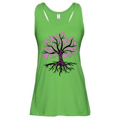 Breast Cancer Awareness Pink Ribbon Tree Ladies Essential Flowy Tank
