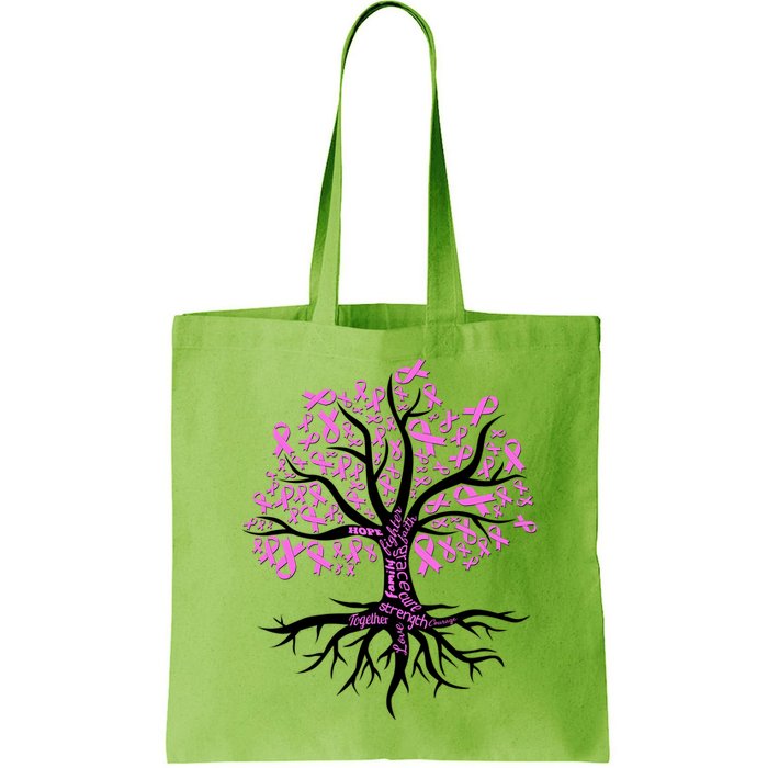 Breast Cancer Awareness Pink Ribbon Tree Bag