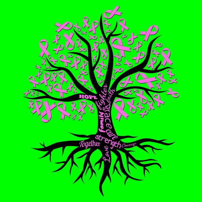 Breast Cancer Awareness Pink Ribbon Tree Bag