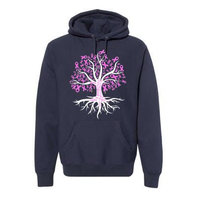 Breast Cancer Awareness Pink Ribbon Tree Premium Hoodie