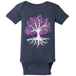 Breast Cancer Awareness Pink Ribbon Tree Baby Bodysuit