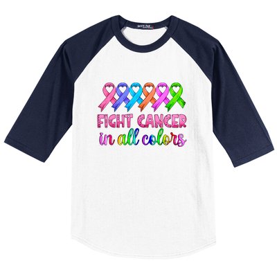 Breast Cancer Awareness Pink Ribbon Fight Cancer In All Color Feather Gift Baseball Sleeve Shirt