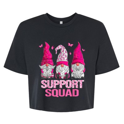 Breast Cancer Awareness Shirt For Wo Gnomes Support Squad Bella+Canvas Jersey Crop Tee