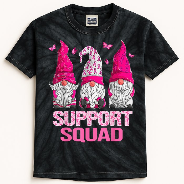 Breast Cancer Awareness Shirt For Wo Gnomes Support Squad Kids Tie-Dye T-Shirt