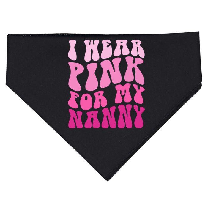 Breast Cancer Awareness Groovy I Wear Pink For My Nanny Family Matching Gift USA-Made Doggie Bandana