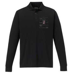 Breast Cancer Awareness Pink Ribbon Mastectomy Awareness Performance Long Sleeve Polo