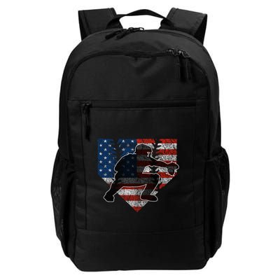 Baseball Catcher American Flag Home Plate Cute Gift Backpack