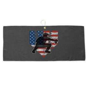 Baseball Catcher American Flag Home Plate Cute Gift Large Microfiber Waffle Golf Towel