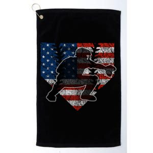 Baseball Catcher American Flag Home Plate Cute Gift Platinum Collection Golf Towel