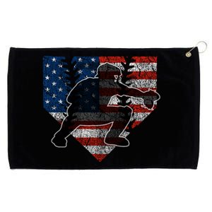 Baseball Catcher American Flag Home Plate Cute Gift Grommeted Golf Towel