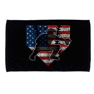 Baseball Catcher American Flag Home Plate Cute Gift Microfiber Hand Towel