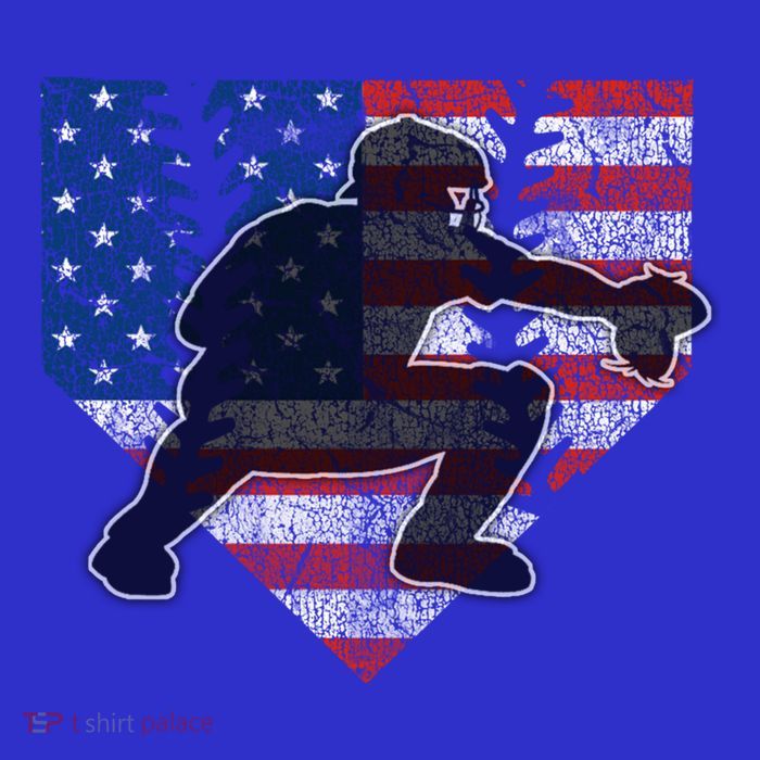Baseball Catcher American Flag Home Plate Cute Gift Tall T-Shirt