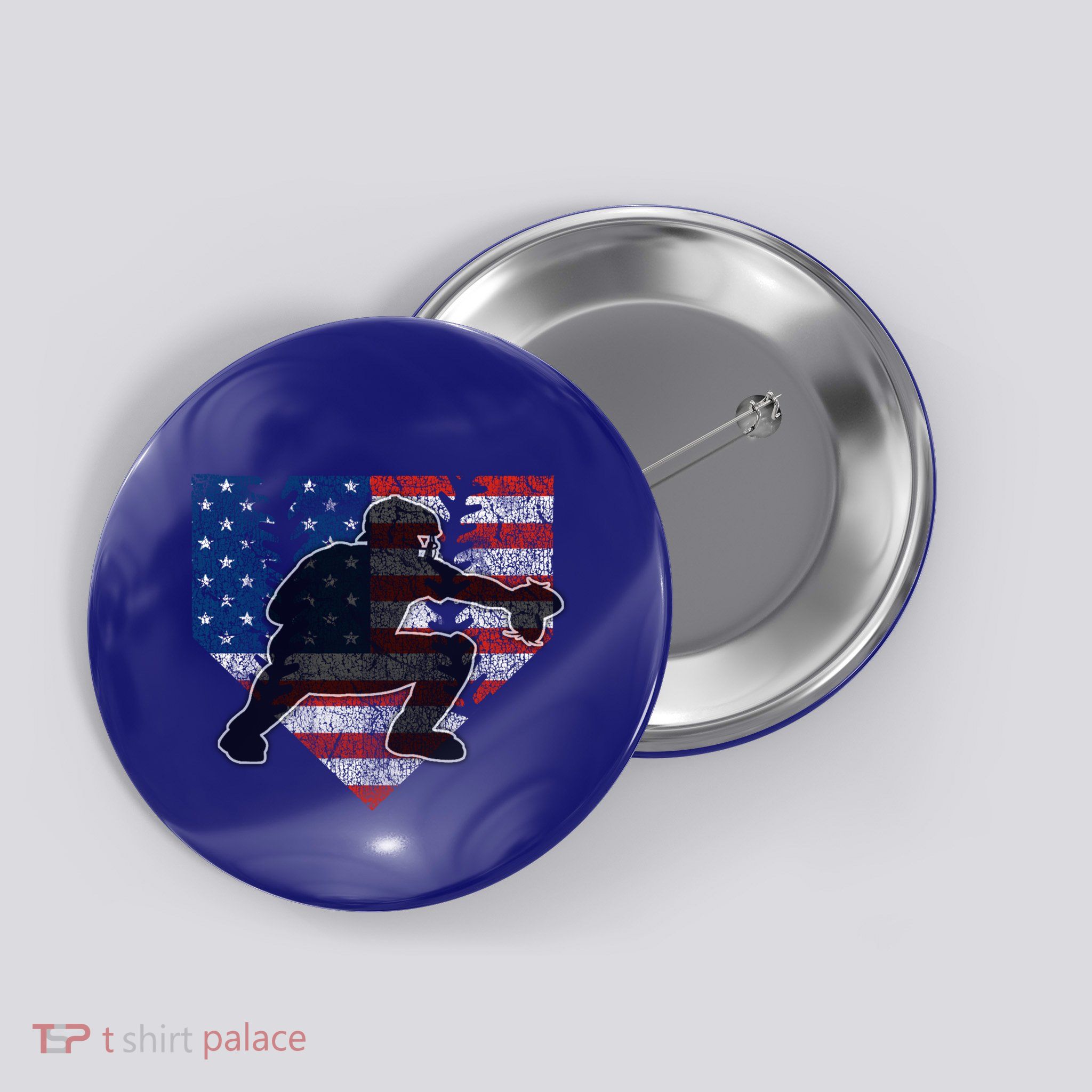 Baseball Catcher American Flag Home Plate Cute Gift Button