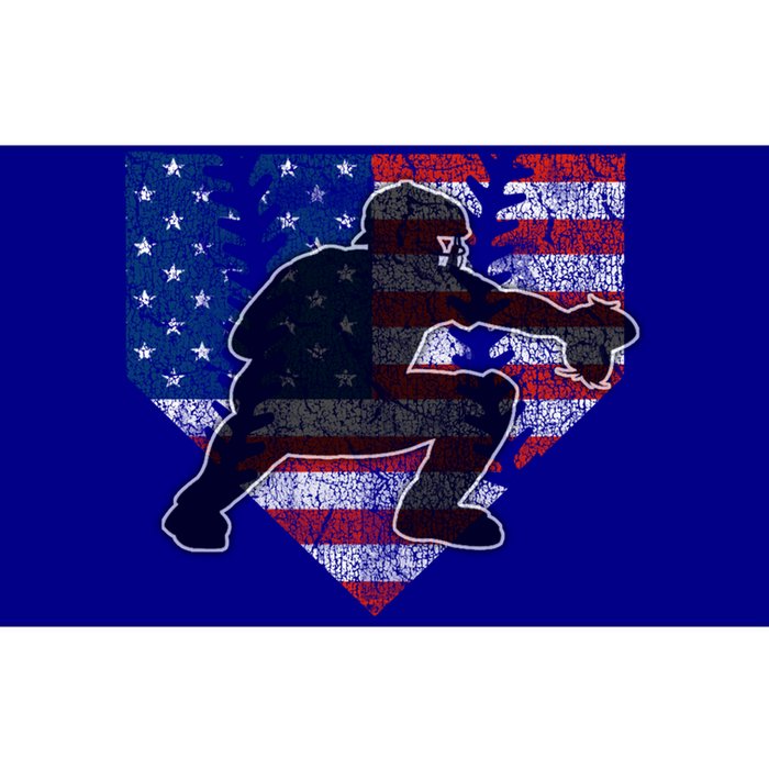 Baseball Catcher American Flag Home Plate Cute Gift Bumper Sticker