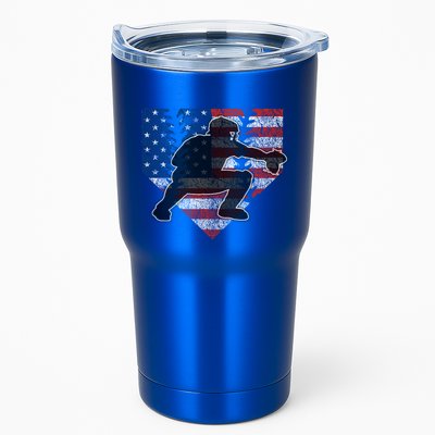 Baseball Catcher American Flag Home Plate Cute Gift Tumbler