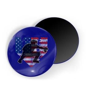 Baseball Catcher American Flag Home Plate Cute Gift Magnet