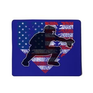 Baseball Catcher American Flag Home Plate Cute Gift Mousepad