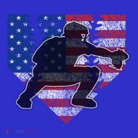 Baseball Catcher American Flag Home Plate Cute Gift Premium T-Shirt