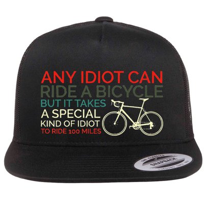 Bike Cyclist Any Idiot Can Ride A Bicycle Funny Flatbill Hat