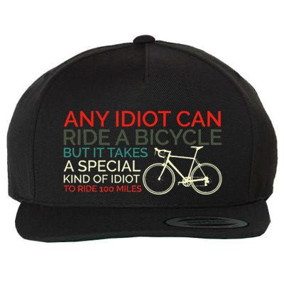 Bike Cyclist Any Idiot Can Ride A Bicycle Funny Wool Snapback Cap
