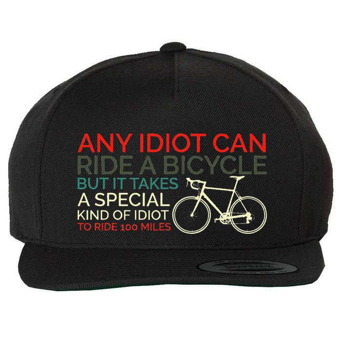 Bike Cyclist Any Idiot Can Ride A Bicycle Funny Wool Snapback Cap