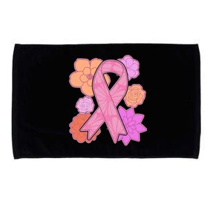 Breast Cancer Awareness Floral Flowers Ribbon Microfiber Hand Towel