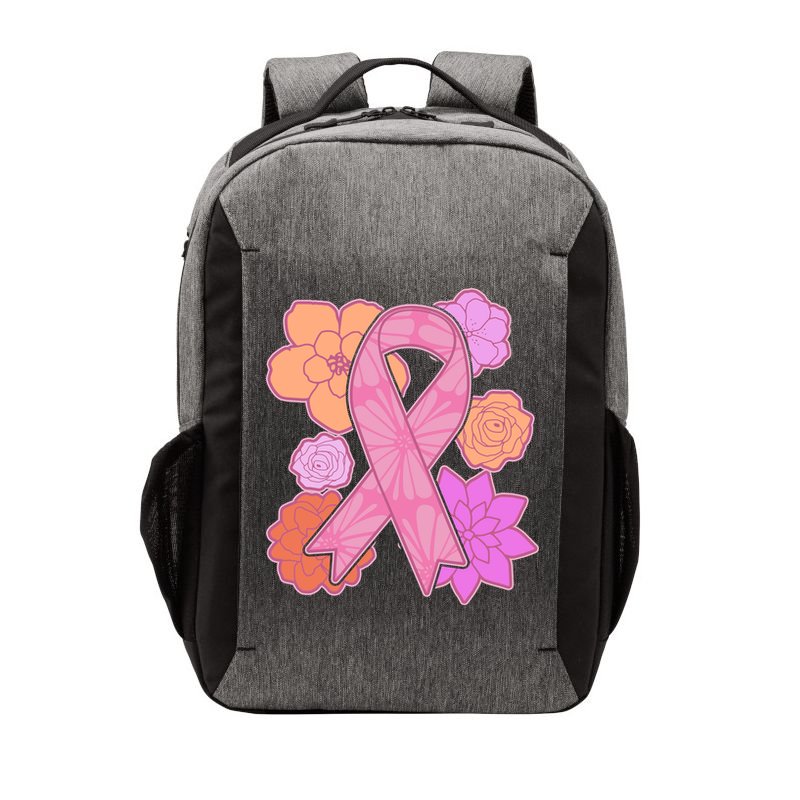 Breast Cancer Awareness Floral Flowers Ribbon Vector Backpack