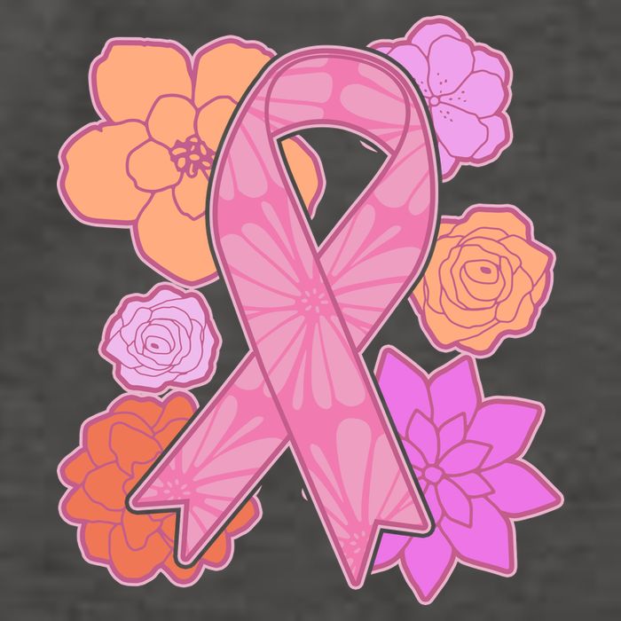 Breast Cancer Awareness Floral Flowers Ribbon Vector Backpack