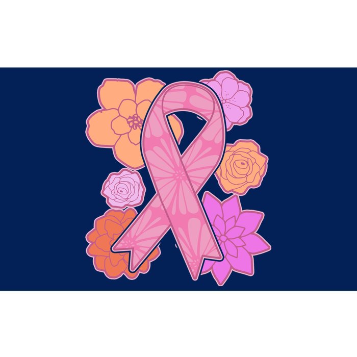 Breast Cancer Awareness Floral Flowers Ribbon Bumper Sticker