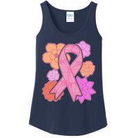 Breast Cancer Awareness Floral Flowers Ribbon Ladies Essential Tank