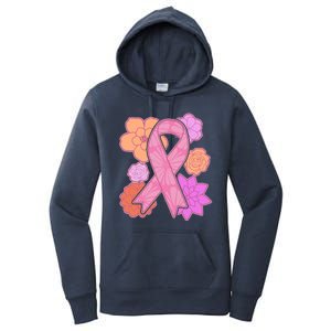 Breast Cancer Awareness Floral Flowers Ribbon Women's Pullover Hoodie