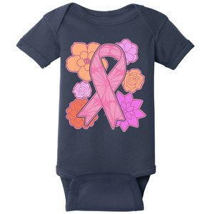 Breast Cancer Awareness Floral Flowers Ribbon Baby Bodysuit