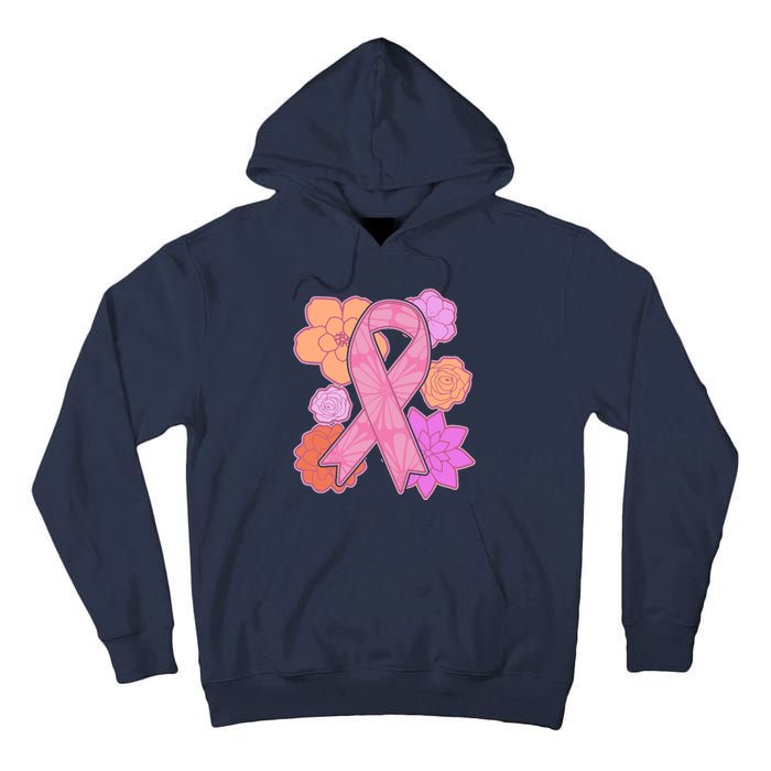 Breast Cancer Awareness Floral Flowers Ribbon Tall Hoodie