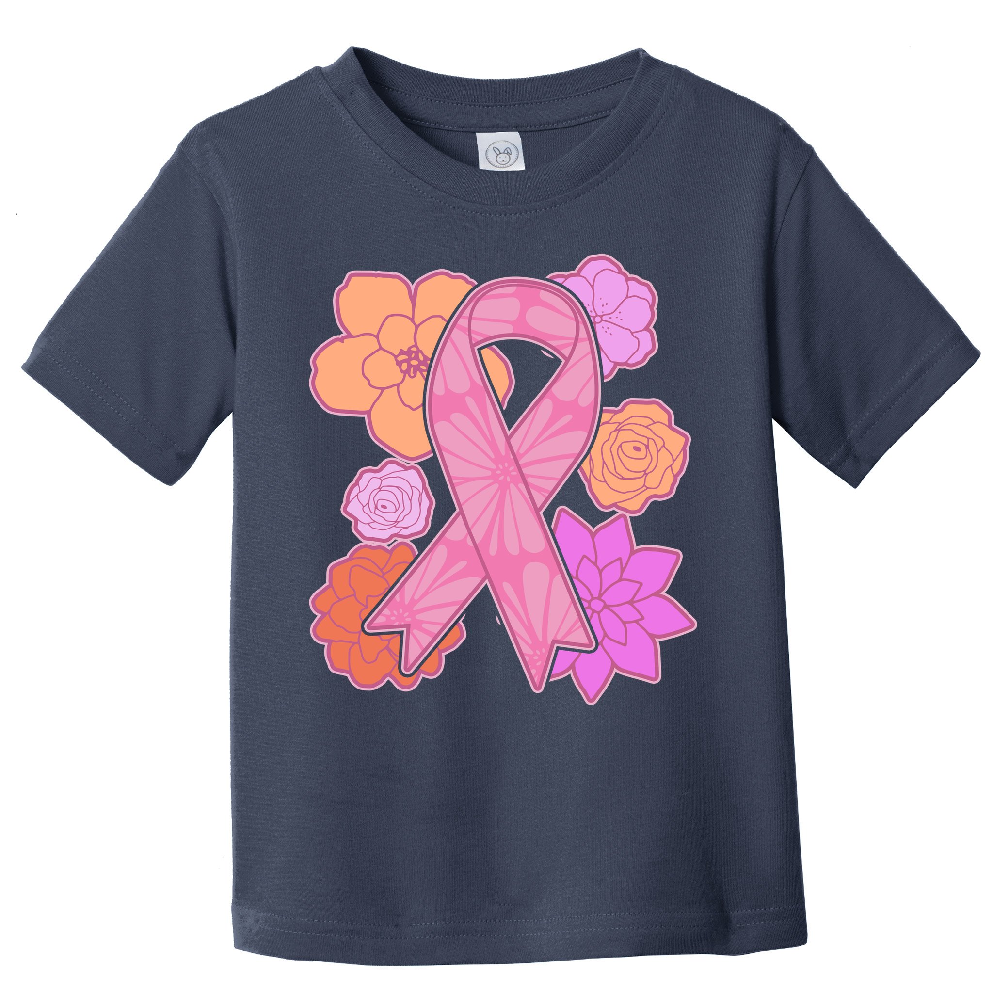 Breast Cancer Awareness Floral Flowers Ribbon Toddler T-Shirt