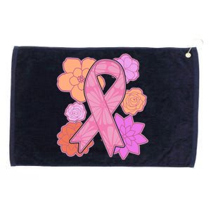 Breast Cancer Awareness Floral Flowers Ribbon Grommeted Golf Towel