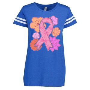 Breast Cancer Awareness Floral Flowers Ribbon Enza Ladies Jersey Football T-Shirt