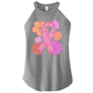 Breast Cancer Awareness Floral Flowers Ribbon Women's Perfect Tri Rocker Tank