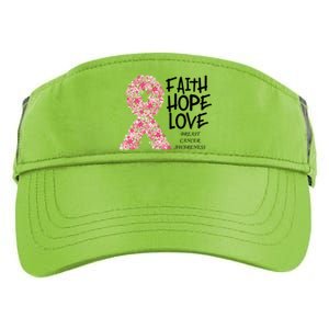 Breast Cancer Awareness Faith Love Hope Pink Ribbon Adult Drive Performance Visor