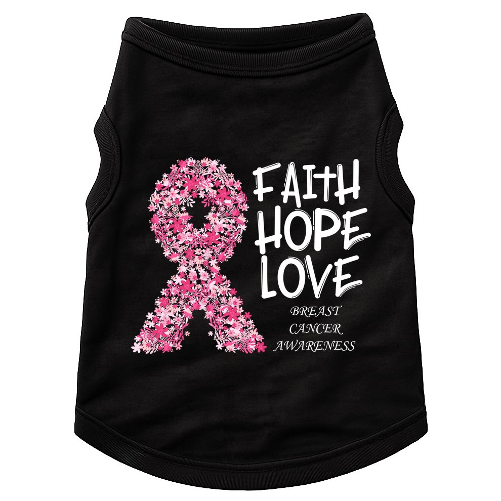 Breast Cancer Awareness Faith Love Hope Pink Ribbon Doggie Tank