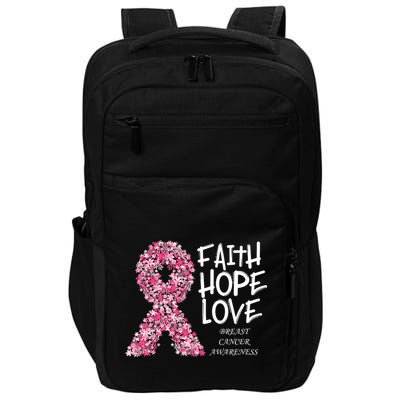 Breast Cancer Awareness Faith Love Hope Pink Ribbon Impact Tech Backpack
