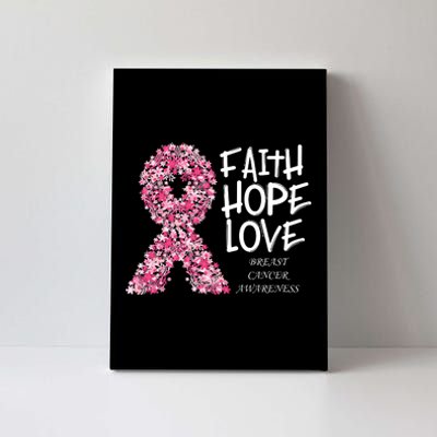 Breast Cancer Awareness Faith Love Hope Pink Ribbon Canvas