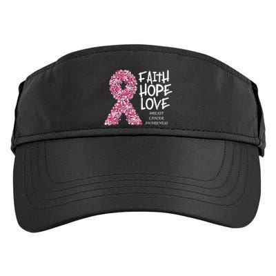 Breast Cancer Awareness Faith Love Hope Pink Ribbon Adult Drive Performance Visor