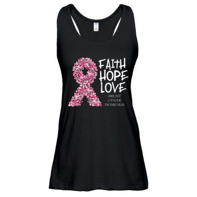 Breast Cancer Awareness Faith Love Hope Pink Ribbon Ladies Essential Flowy Tank