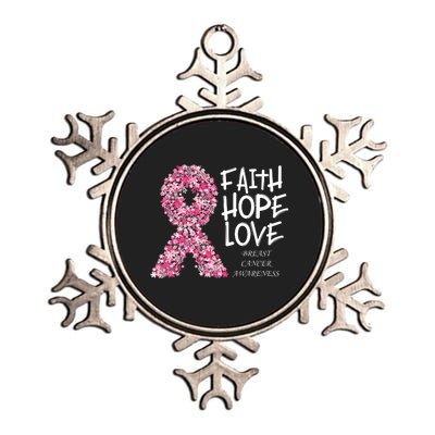 Breast Cancer Awareness Faith Love Hope Pink Ribbon Metallic Star Ornament