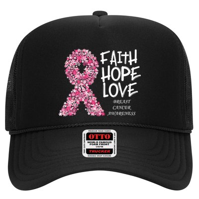 Breast Cancer Awareness Faith Love Hope Pink Ribbon Trucker Hat
