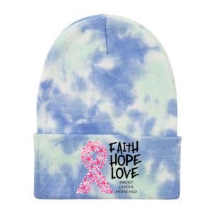 Breast Cancer Awareness Faith Love Hope Pink Ribbon Tie Dye 12in Knit Beanie