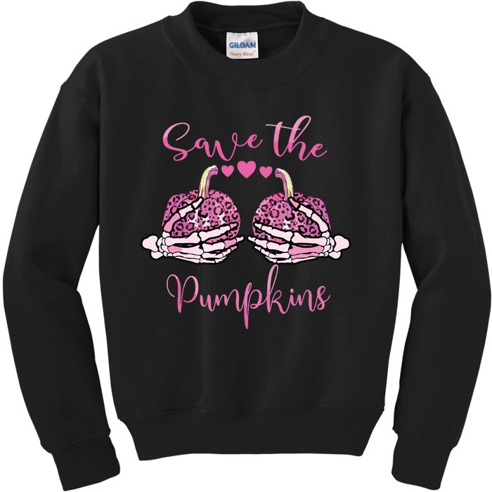 Breast Cancer Awareness Save Your Pumpkins Shirts Halloween Kids Sweatshirt