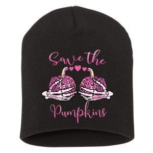 Breast Cancer Awareness Save Your Pumpkins Shirts Halloween Short Acrylic Beanie