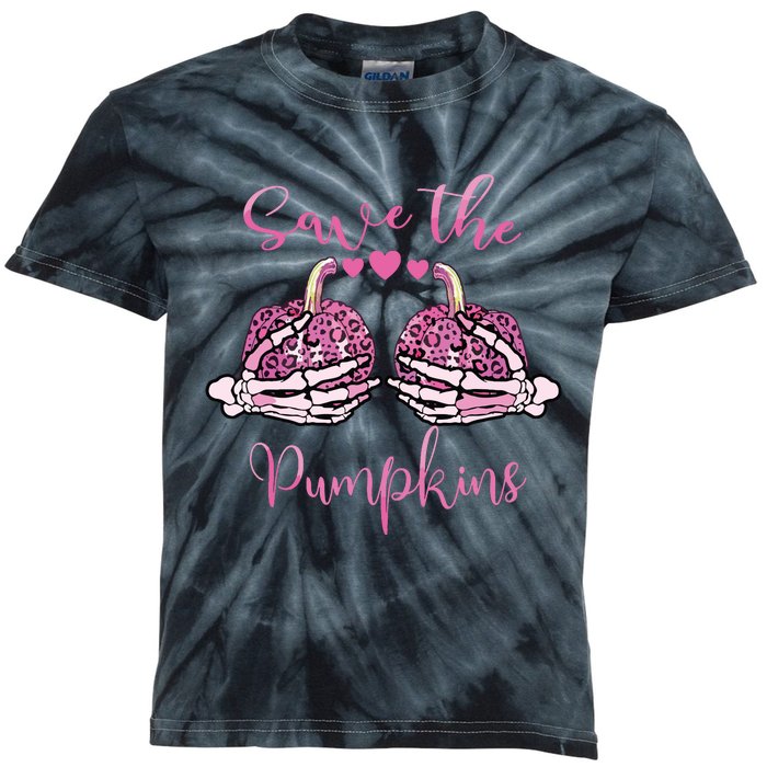 Breast Cancer Awareness Save Your Pumpkins Shirts Halloween Kids Tie-Dye T-Shirt