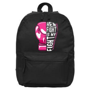 Breast Cancer Awareness Her Fight Is My Fight Boxing Glove Gift 16 in Basic Backpack